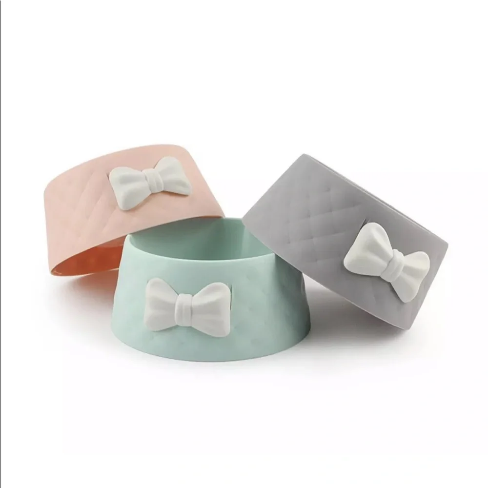 🌸HP🌹 Dog bowl water food pink bow cute pet dish